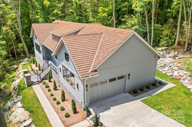 exterior space featuring a garage