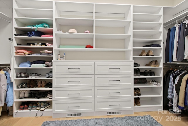 walk in closet featuring light wood-type flooring