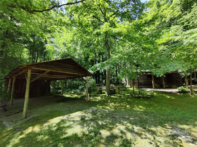 view of yard featuring a carport