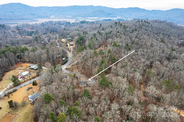 bird's eye view with a mountain view