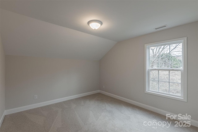 additional living space featuring carpet floors and lofted ceiling