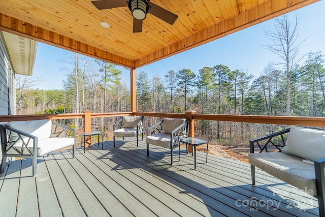 deck featuring ceiling fan