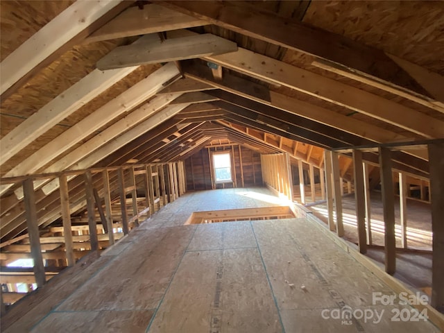 view of unfinished attic