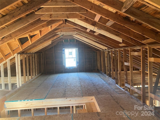 view of unfinished attic