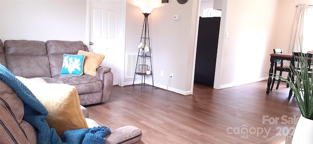 living room featuring dark hardwood / wood-style flooring