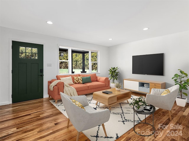 living room with wood-type flooring