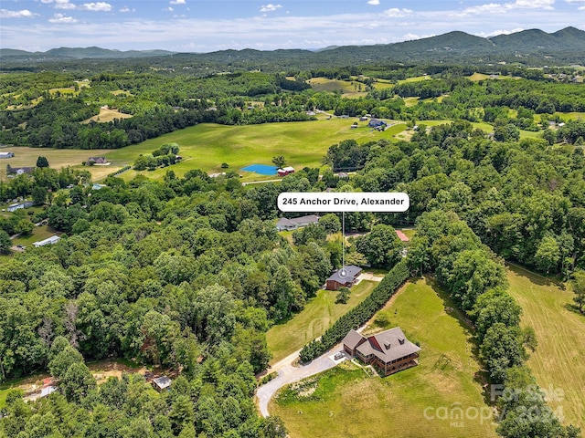 bird's eye view with a mountain view