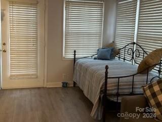 bedroom with hardwood / wood-style floors