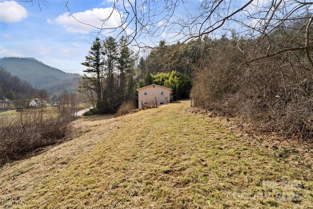 view of yard featuring a mountain view