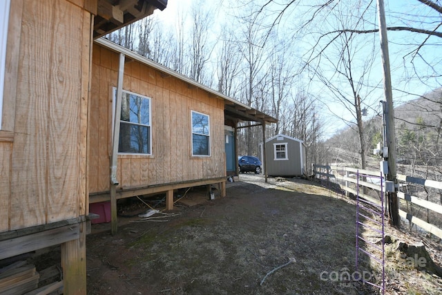 exterior space with a storage unit