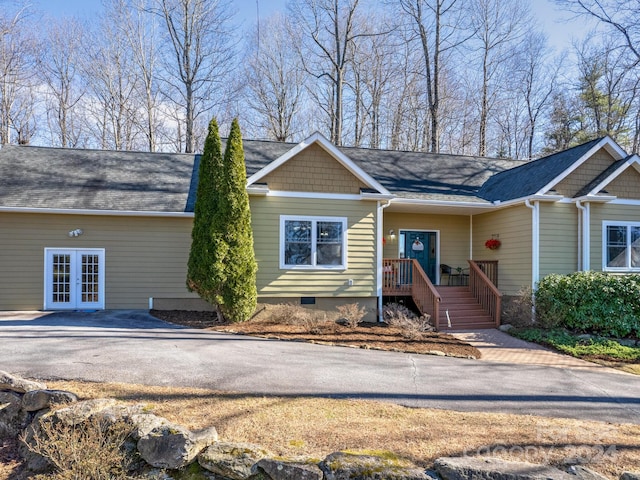 view of front of home featuring french doors