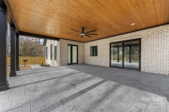 view of patio with ceiling fan