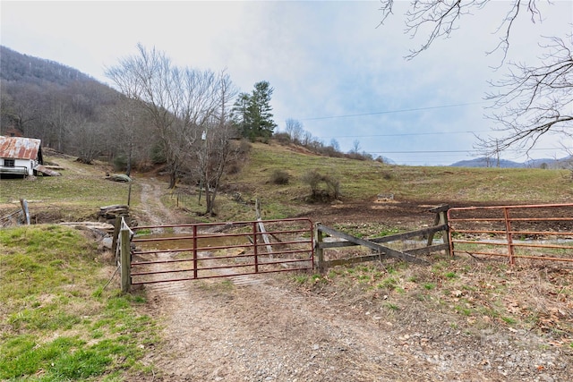 view of gate featuring a rural view