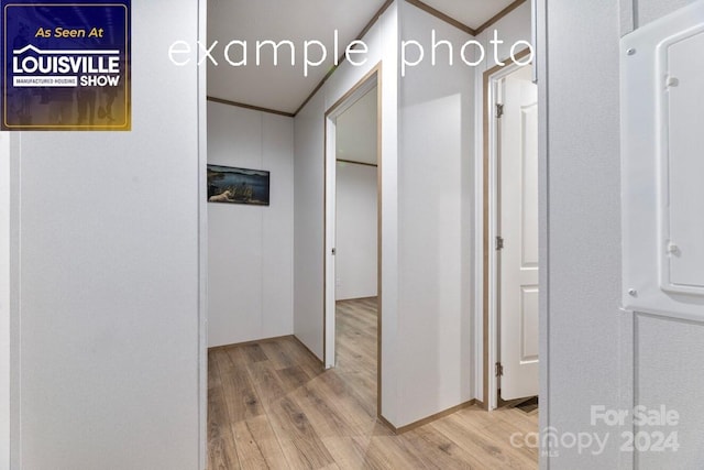 hallway with light wood-type flooring