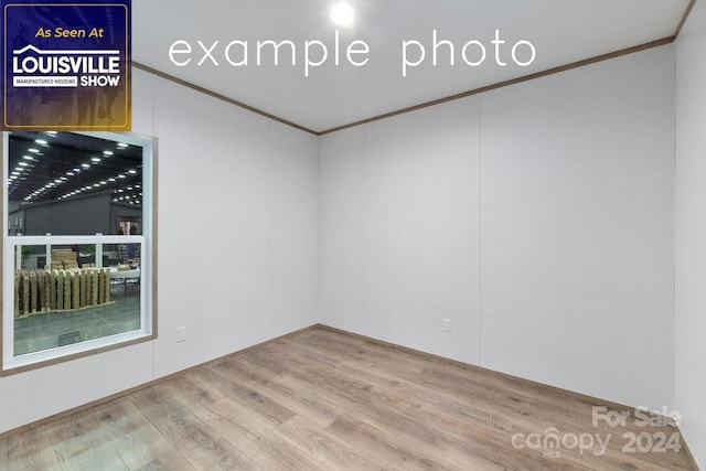 unfurnished room featuring crown molding and wood-type flooring