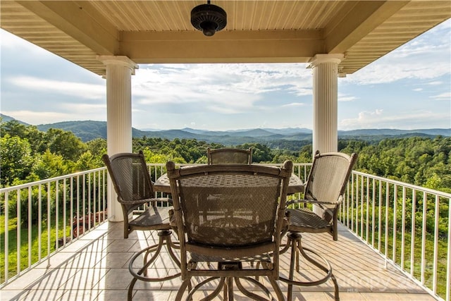 balcony with a mountain view