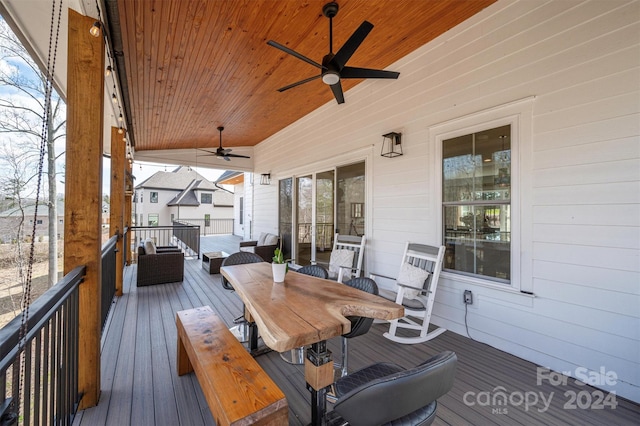 deck featuring ceiling fan