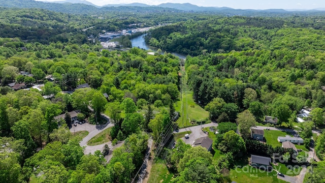 birds eye view of property featuring a water and mountain view