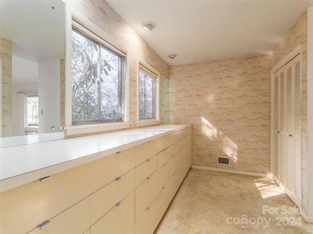 spacious closet featuring light carpet