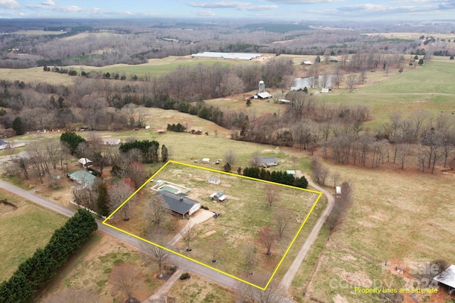 bird's eye view featuring a rural view