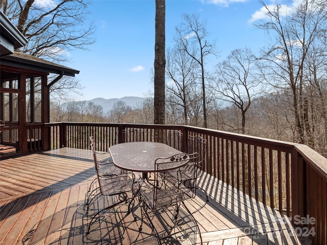 deck with a mountain view