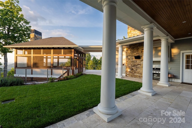 exterior space featuring a sunroom