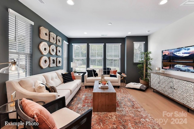 living room featuring light hardwood / wood-style flooring