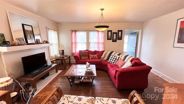 living room featuring dark hardwood / wood-style floors