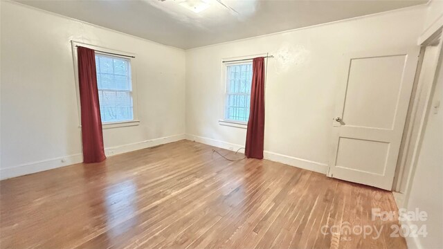 unfurnished room with light hardwood / wood-style floors and a healthy amount of sunlight