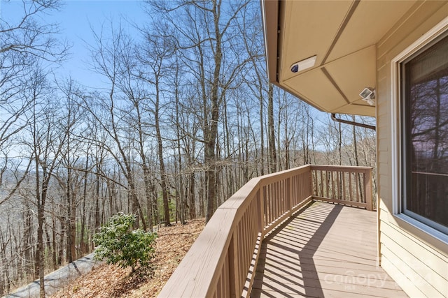 wooden balcony with a deck