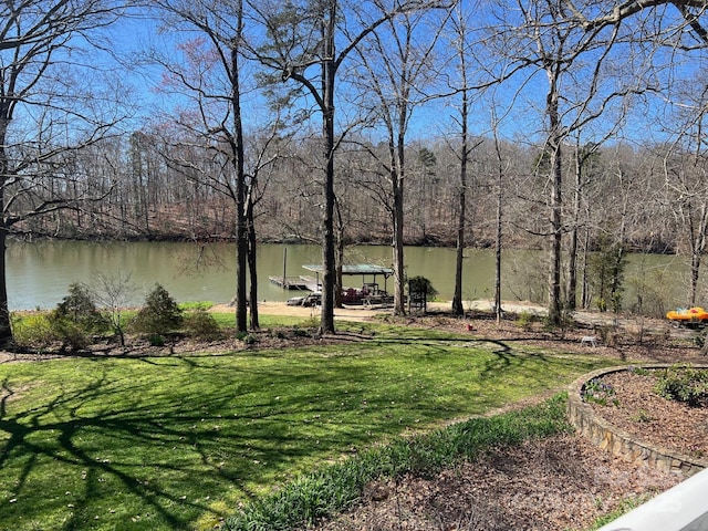 view of yard with a water view