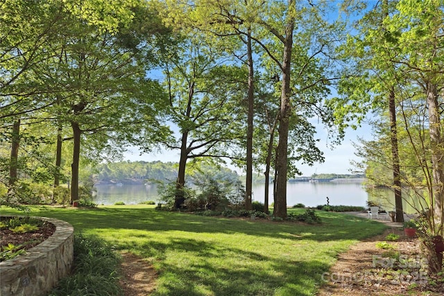 view of yard featuring a water view