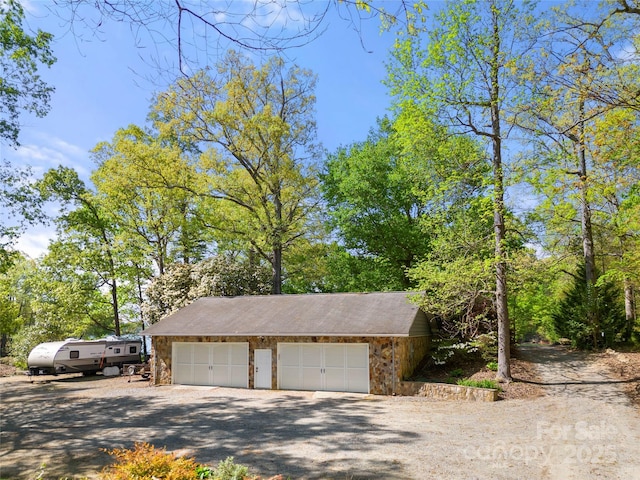 view of detached garage