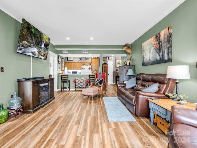 living room featuring light hardwood / wood-style floors