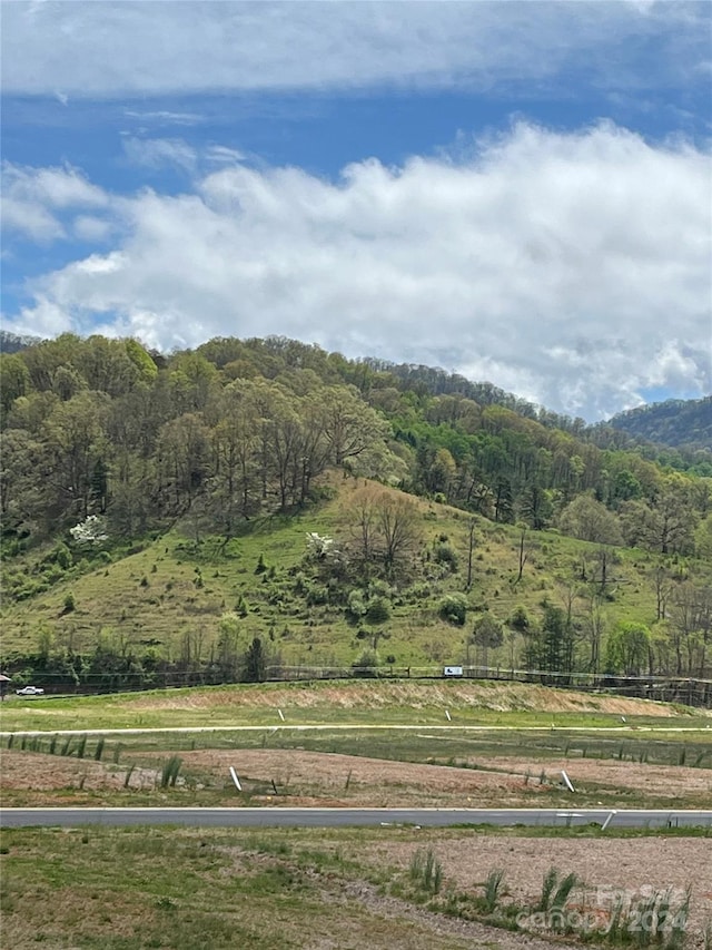 view of mountain feature with a rural view