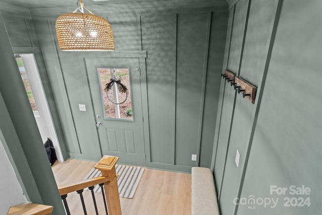 mudroom with light wood-type flooring