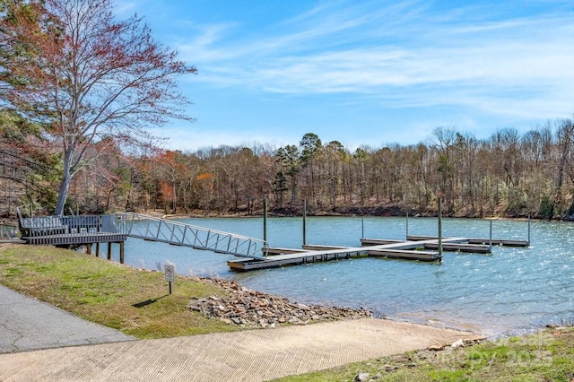 view of dock featuring a water view