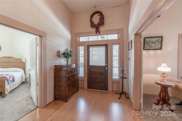 view of carpeted entrance foyer