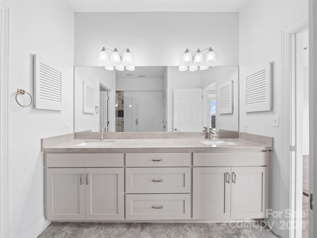 bathroom with double vanity