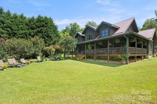 view of yard featuring a deck