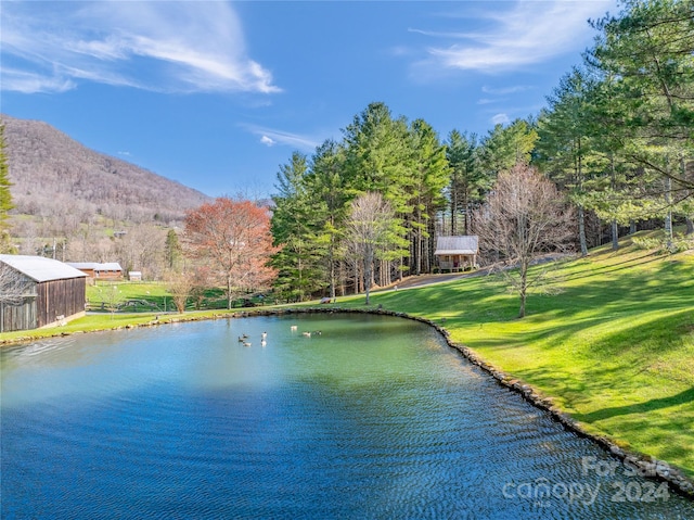 view of water feature with a mountain view