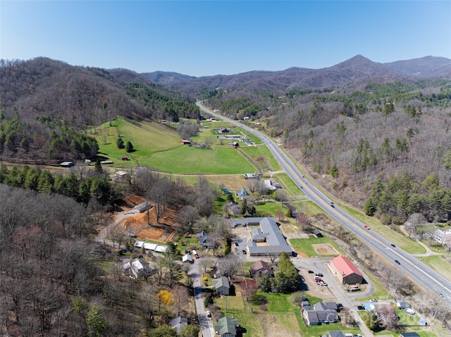 drone / aerial view with a mountain view