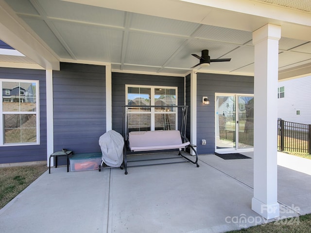 view of patio with ceiling fan