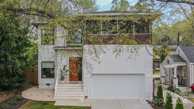 view of front of house with a garage