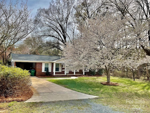 view of front facade featuring a front lawn