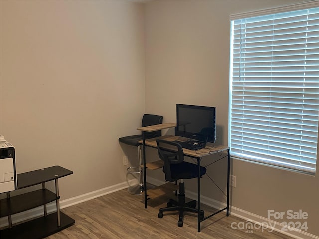 office featuring a wealth of natural light and hardwood / wood-style floors