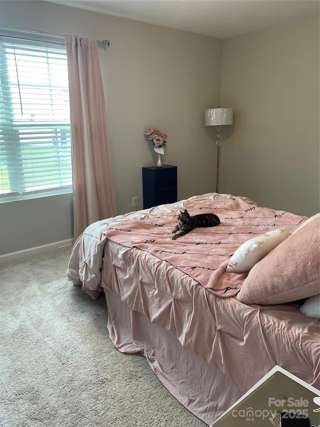 bedroom with carpet and baseboards