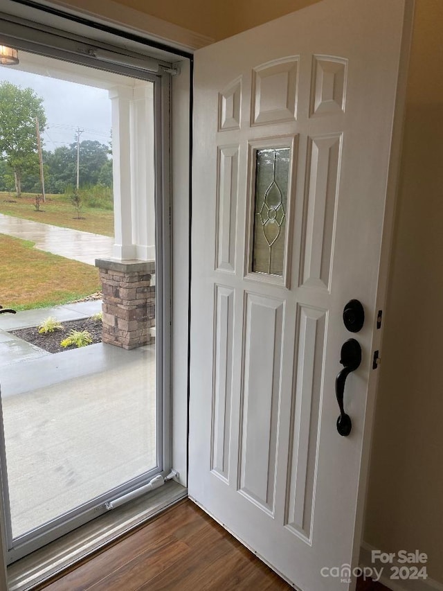 entryway with dark hardwood / wood-style flooring and plenty of natural light