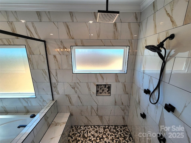bathroom featuring a tile shower