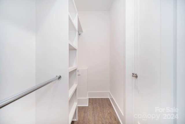 walk in closet featuring wood-type flooring